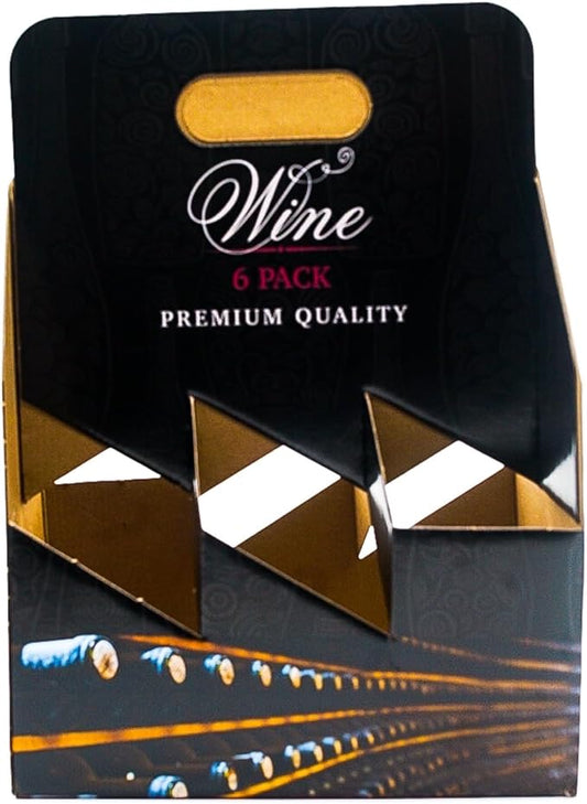 Printed Wine Carrier 6 Pack – Premium Quality Cardboard Wine Carrier for Effortless Transportation of Your Favorite Wines (10 pack)