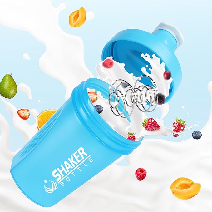 Shaker Bottle, 400ml Small Protein Shaker Cup with Mixing Ball for Smooth blending, Leak-Proof GYM Workout Water Bottles for protein& Smoothie Shake，Bpa Free (13oz / Blue)