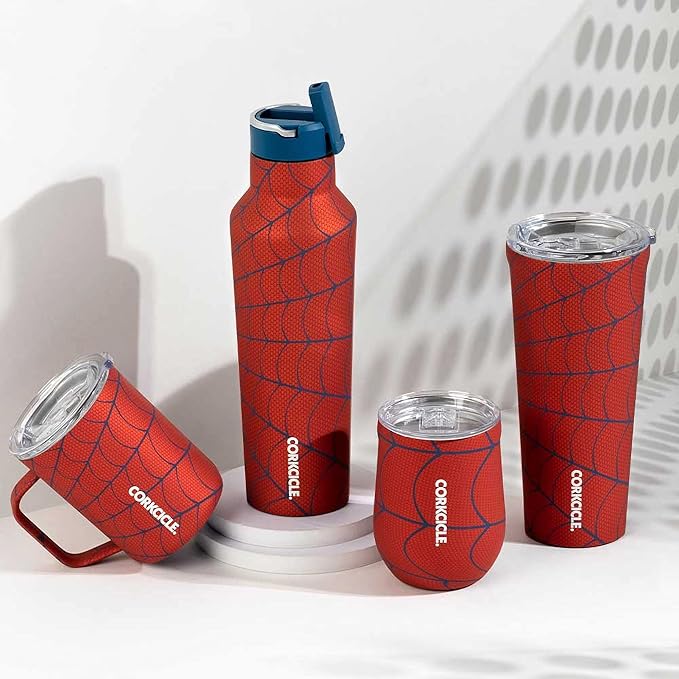 Corkcicle x Marvel Spider-Man Sport Canteen Insulated Tumbler, 20 oz – Reusable Water Bottle Keeps Beverages Cold for 25 Hours & Hot 12 Hours – Cupholder Friendly Tumbler with Screw-On Cap