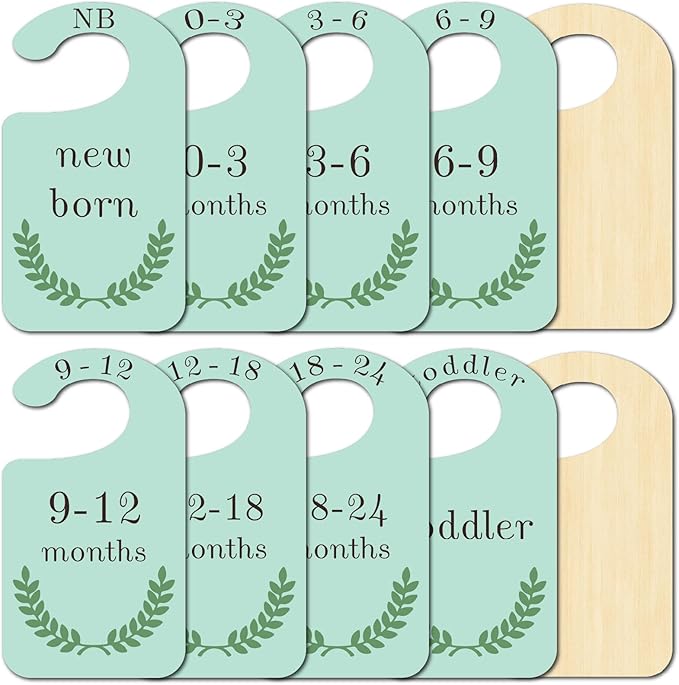 CRASPIRE 10Pcs Leaf Wood Baby Wardrobe Dividers Plant Clothes Size Dividers Closet Organizers Nursery Decor from Newborn to 36 Month Hanger Baby Infant Wardrobe Divider for Newborn Baby Shower