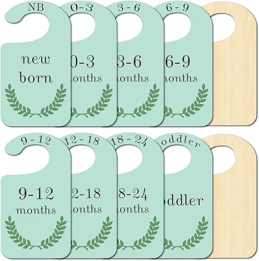 CRASPIRE 10Pcs Leaf Wood Baby Wardrobe Dividers Plant Clothes Size Dividers Closet Organizers Nursery Decor from Newborn to 36 Month Hanger Baby Infant Wardrobe Divider for Newborn Baby Shower