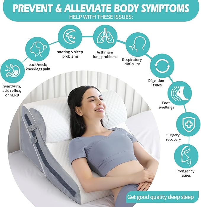 Wedge Pillow for Sleeping, Orthopedic Bed Wedge Pillow Set, 15-in-1 3PCS Adjustable Memory Foam Wedge Pillow Post Surgery, 9 &16 & 20 inches Height 3-in-1 Incline Wedges Pillows (White 3-Piece Set)