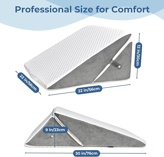 COOLBEBE Bed Wedge Pillow for Sleeping, Adjustable Folding Wedge Pillow for Snoring and After Surgery - 9 & 11 Inch, Elevated Triangle Pillow for Back Pain Relief, Acid Reflux, Leg Support