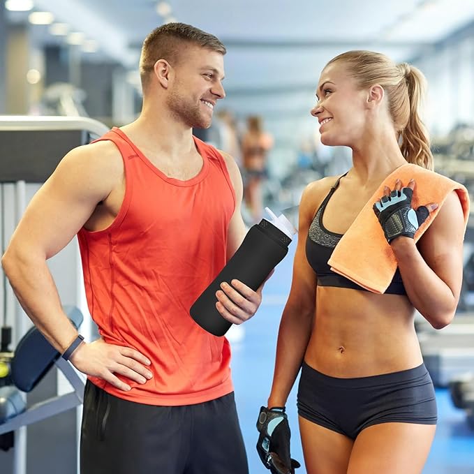 Sleeve Compatible with Cir-kul Water Bottle - 2 Pcs Water Bottle Sleeve Compatible with Cir-kul 22oz & Stainless Steel Bottle - Neoprene Insulated Water Bottle Cover for Retaining Temperature, （Black）