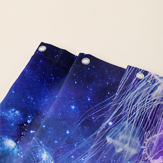 AILONEN 3D Whale Shower Curtains,Purple Galaxy Bath Curtains,Ocean Jellyfish Curtains for Kids Girls,Polyester Waterproof for Bathroom with 12 Hooks,36" W*72" H Purple