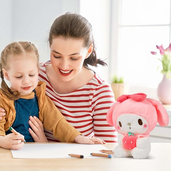 Kawaii Plush Toys with Strawberry 10'', Cartoon Stuffed Animals Anime Plush Doll Figure Toy Throw Pillow - Gift for Girls Boys