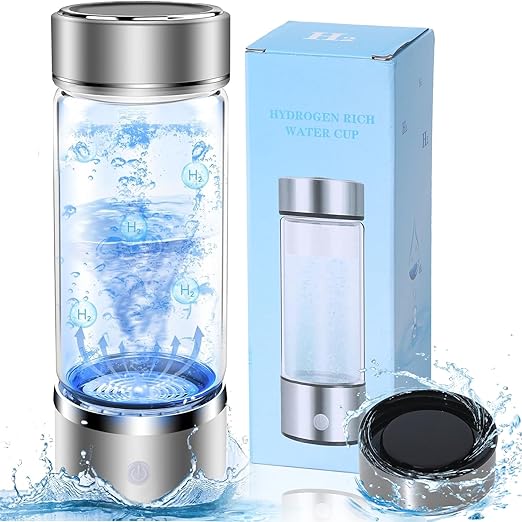 Hydrogen Water Bottle, Portable Hydrogen Water Bottle Generator with SPE PEM Technology Water Ionizer, 420ml Hydrogen Water Machine Improve Water Quality in 3 Minutes for Fathers Day Gift