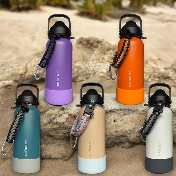 Water Bottle, Insulated water bottle, Stainless steel water bottle for kids men women Sports water bottle 32 oz Water bottle with straw Insulated Flask (Purple)