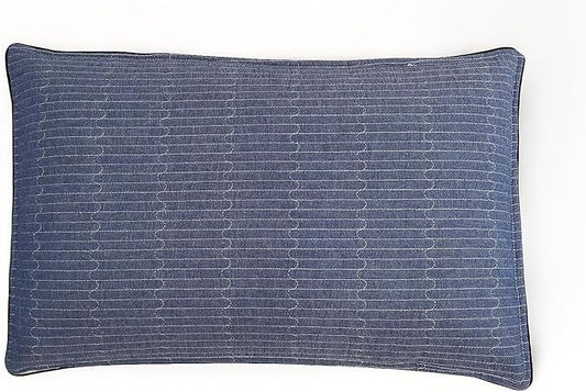 Buckwheat Pillow for Sleeping-Breathable for Cool Sleep,Cervical Support for Back and Side Sleepers(Organic Buckwheat Hulls),Korean Style,Standard Size 22"x14"(1pc).Navy Blue Color