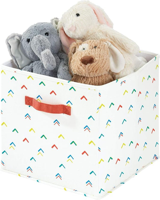iDesign Arrow Fabric Storage Cube Bin, Small Basket Container with Dual Side Handles for Closet, Bedroom, Toys, Nursery - Multicolored