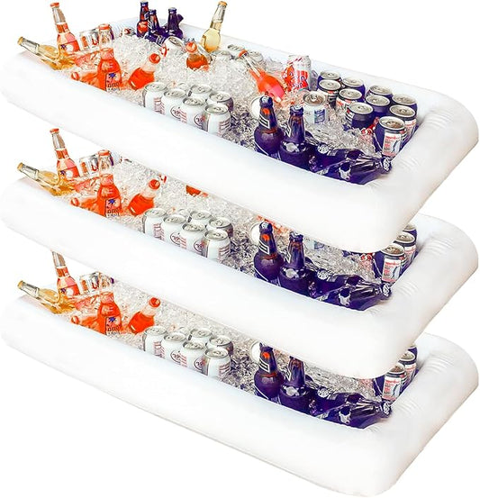 Novelty Place Inflatable Ice Serving Buffet Bar with Drain Plug - Salad Food Drinks Tray for Party Picnic Camping (Pack of 3)