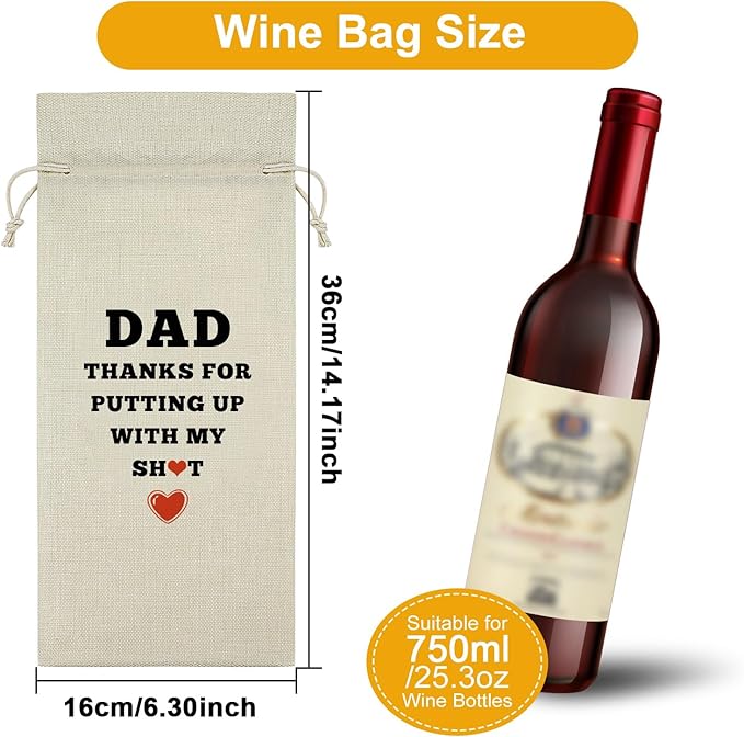 Sazuwu Dad Birthday Gifts from Daughter Wine Bag Thank You Dad Gifts from Son Fathers Day Gift for Dad Wine Bottle Storage Bag Wedding Gifts for Dad from Bride Wine Accessories Gifts for Wine Lovers