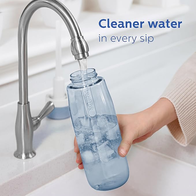 PHILIPS Filtered Water Bottle 22 Oz/36 Oz with Philips GoZero Everyday Water Filter, BPA-Free Tritan Plastic, Purify Tap Water Into Healthy Drinking Tasting Water