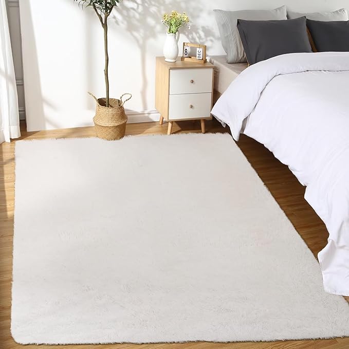 Fluffy Grey Rugs for Bedroom Living Room 10x13 Extra Large Soft Shaggy Throw Carpet Non Slip Furry Fuzzy Rugs for Nurery Kids Room Plush Cozy Non Shedding Home Decor Mat, Tie Dye Dark Grey