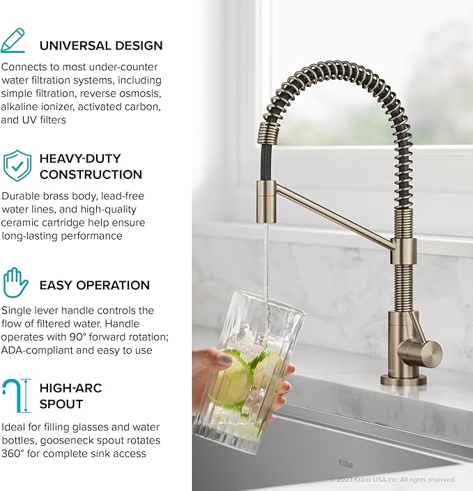 KRAUS Purita 2-Stage Under-Sink Filtration System with Single Handle Drinking Water Filter Faucet in Spot-Free Antique Champagne Bronze, FS-1000-FF-104SFACB