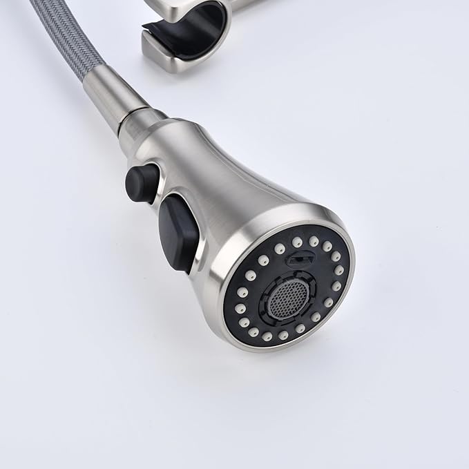 Kitchen Sink Faucet with Pull Down Sprayer,Brushed Nickel Kitchen Faucet Spring Gooseneck Faucet Pull Out,Single Handle High Arc Kitchen Sink Faucet for Farmhouse Camper Utility Rv Wet Bar