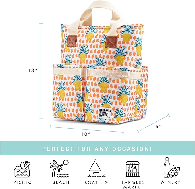 Fit + Fresh Soft Cooler Bag Insulated Leak Proof, Insulated Cooler Bag, Soft Cooler Bag, Cooler Tote Bag, Cooler Bags Insulated for Travel, Insulated Bag Cooler, Large Insulated Cooler Bag, Pineapple