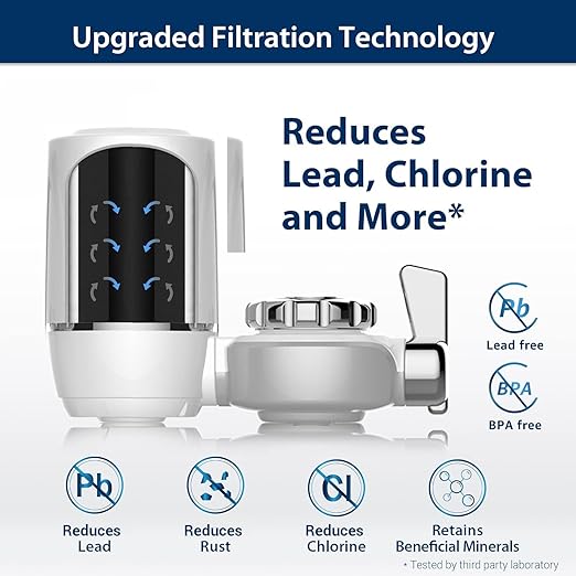 Waterdrop Water Filter for Sink, 320-Gallon Faucet Mount Water Filtration System for Tap Water, NSF Certified Reduces Chlorine & Bad Taste, 4 Filters, 𝐎𝐧𝐥𝐲 𝐅𝐢𝐭 𝐒𝐭𝐚𝐧𝐝𝐚𝐫𝐝 𝐅𝐚𝐮𝐜𝐞𝐭𝐬