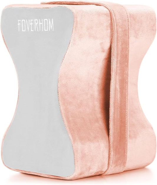 foverhom Memory Foam Knee Pillow,Orthopedic Leg Pillow for Sciatica Relief,Back Pain, Pregnancy, Leg Pain, Hip Pain and Sciatica Relief,Pink Peach