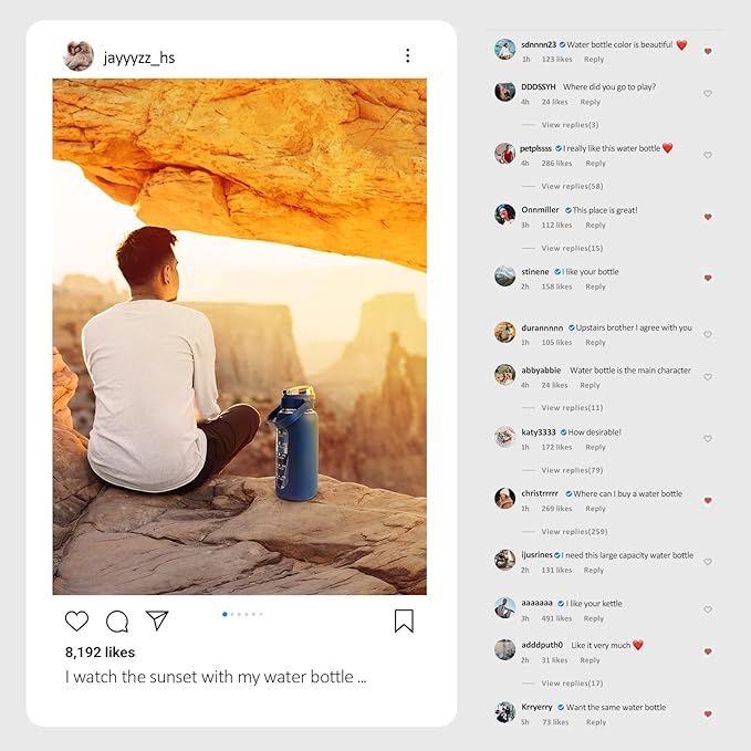 kytffu 64oz Glass Water Bottles with Straw, Half Gallon Motivational Glass Bottle with Silicone Sleeve and Time Marker, 2L Leakproof Large Glass Water Jug for Gym Home Office,Blue