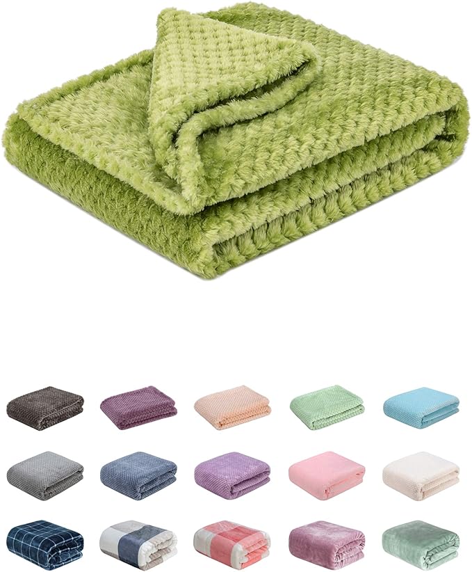 Fuzzy Blanket or Fluffy Blanket for Baby, Soft Warm Cozy Coral Fleece Toddler, Infant or Newborn Receiving Blanket for Crib, Stroller, Travel, Decorative (28Wx40L, XS-Avocado)