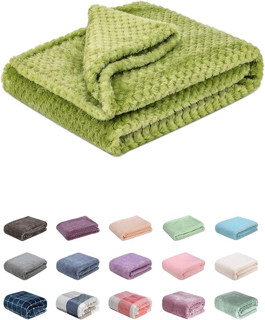 Fuzzy Blanket or Fluffy Blanket for Baby, Soft Warm Cozy Coral Fleece Toddler, Infant or Newborn Receiving Blanket for Crib, Stroller, Travel, Decorative (28Wx40L, XS-Avocado)