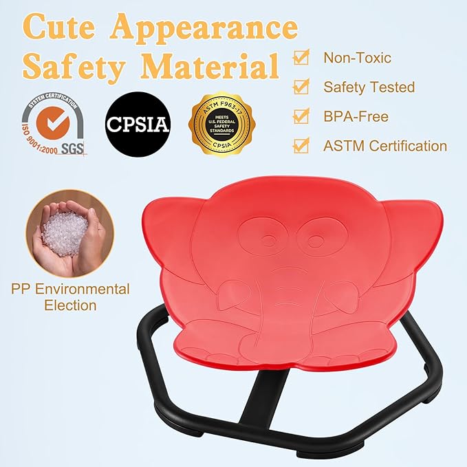 Spinning Chair for Autistic Kids Sit and Spin Chair for Kids Swivel Sensory Chair Elephant Spinning Seat Autism Sensory Chair Items for Sensory Room Training Balance Body Coordination