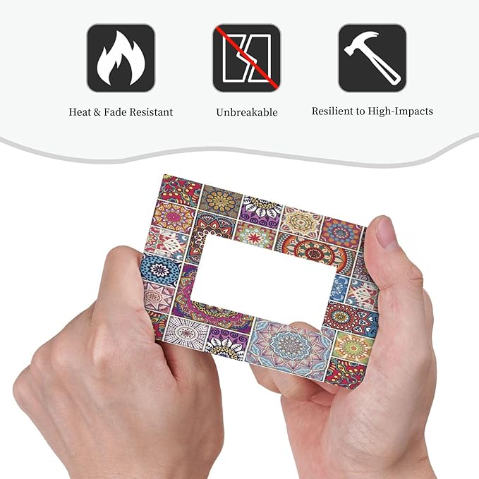 Morocco Talavera Mexican Tiles Printed Colroful Mandala 1 Gang Rocker Light Switch Covers Single Decora Outlet Wall Plate Decorative Switchplate Faceplate GFCI for Kitchen Bathroom Bedroom Decor