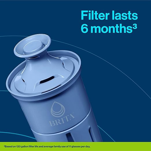 Brita Large Water Filter Pitcher for Tap and Drinking Water with SmartLight Filter Change Indicator + 1 Elite Filter, Reduces 99% Of Lead, Lasts 6 Months, 1-Cup Capacity, Blue