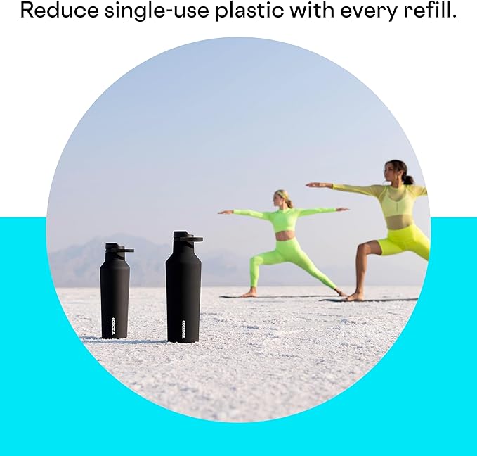 Corkcicle Sport Canteen Insulated Tumbler, Capri Blue, 32 oz – Reusable Water Bottle Keeps Beverages Cold for 25 Hours & Hot 12 Hours – Cupholder Friendly Tumbler with Screw-On Cap