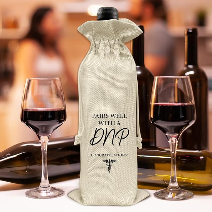 Graduation Wine Bag DNP Degree Wine Gift Bag Graduation Gift for Doctor Nurse Practice Med School Farewell Graduation Gifts