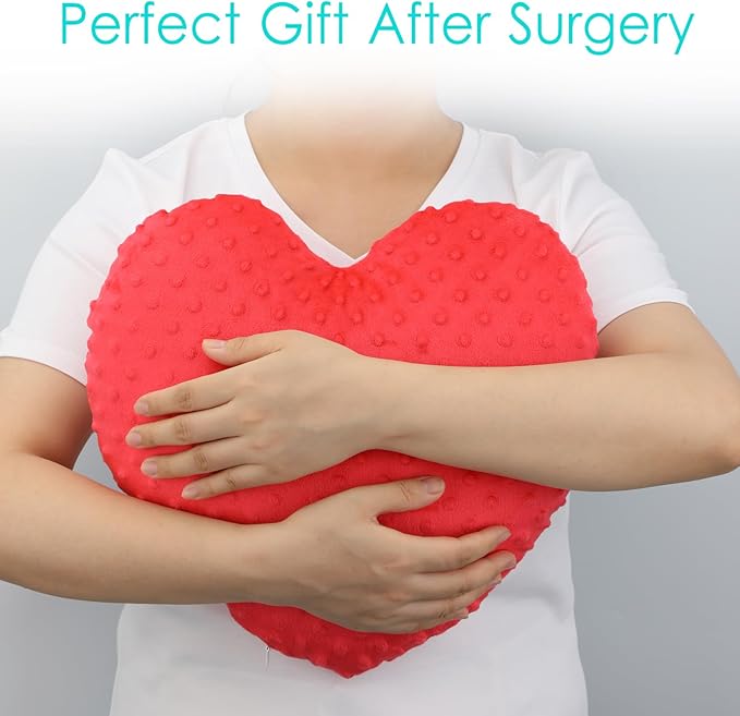 Heart Surgery Pillow for Open Heart Surgery After Bypass Coughing with Pocket Comfort Cushion Recovery Gifts Women Men Patients Minky Dot Red