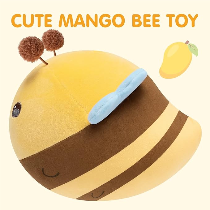 Cute Stuffed Animal Toy Fruit Plush Pillow, Funny Bee Throw Pillow, Soft Food Shape Hugging Pillow Plushie for Boys Girls Birthday Toy