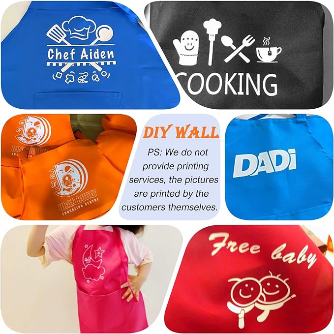 Kids Apron Chef Hat Set for Boys and Girls Adjustable Neck Strap Hook and Loop Fastener Design Waistband for Baking