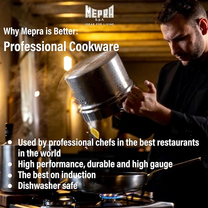 Mepra Attiva 20 cm Casserole Pot, 2 Handle, Tri-ply, Stainless Steel Finish, Aluminum Core, Dishwasher-safe