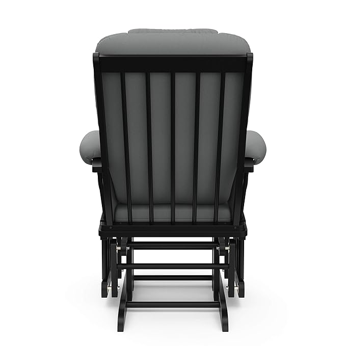 Storkcraft Tuscany Custom Glider and Ottoman with Free Lumbar Pillow (Black/Grey) - Cleanable Upholstered Comfort Rocking Nursery Chair with Ottoman