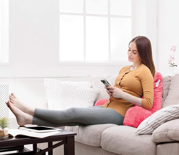 Nestl Reading Pillow for Kids, Small Bed Pillow, Back Pillow for Sitting in Bed, Memory Foam Chair Pillow, Reading & Bed Rest Pillows, Light Pink Back Pillow for Bed, Arm Pillow with Pockets