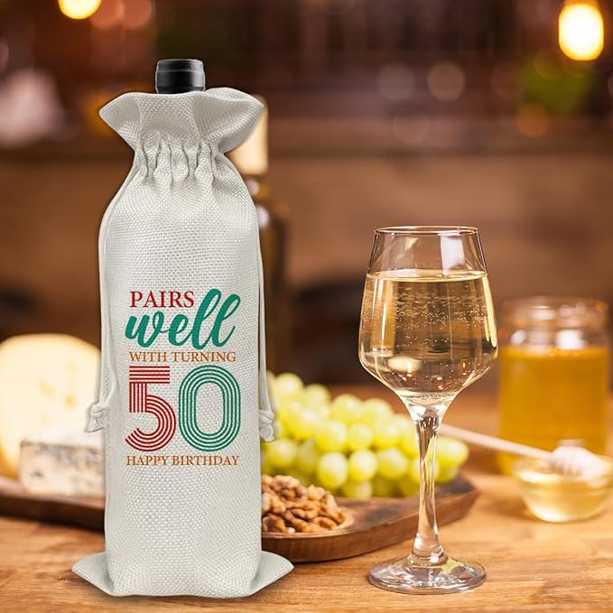 50th Birthday Gifts Wine Bag Congratulations Gifts for Women Men Parents Mom Dad Anniversary Favors 1974 Birthday Wine Gift Bag