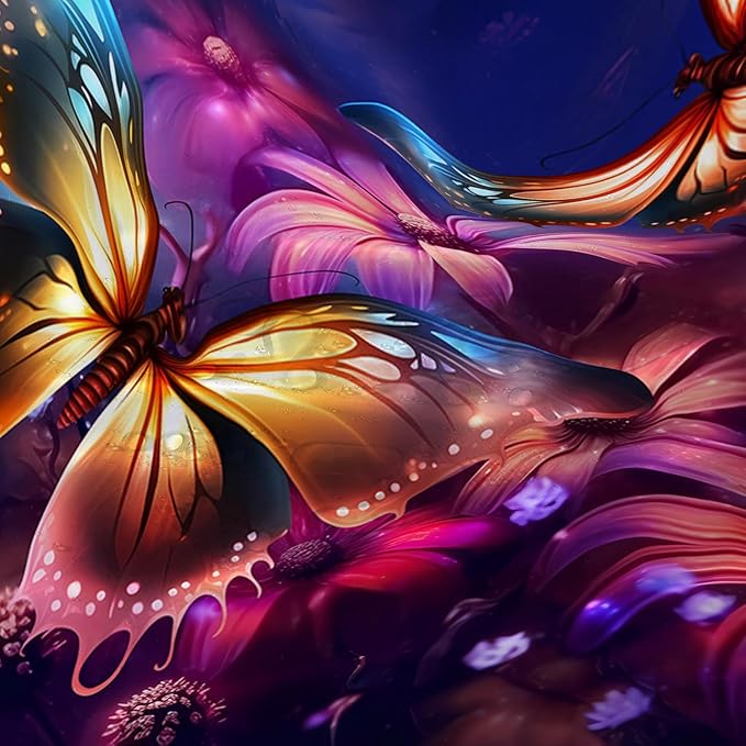 AILONEN Beautiful Butterfly Shower Curtain for Kids Girls Boys, Colorful Butterfly with Flower Bath Curtains for Bathroom,Boho Style Natural Plants Shower Curtain Set with Hooks,48" W*72" H