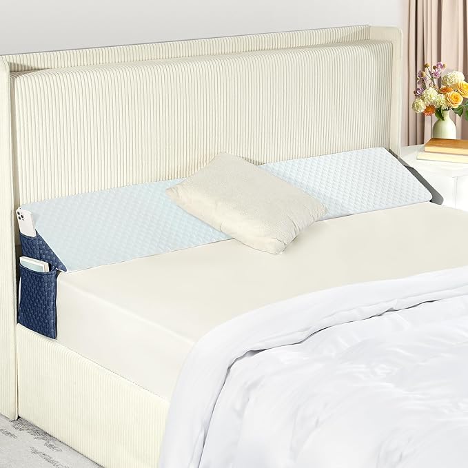 King Bed Wedge Pillow for Headboard 76"x 10"x 6" Large/Mattress Gap Filler Close The Gap (0-6")/Foam Triangle Bloster Wedge Pillow headboard for Headboard Gap Between Mattress and Headboard