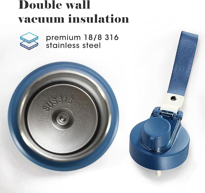 25 oz gym water bottle with straw, leak proof - men's/women's sports metal water bottle - double vacuum insulated stainless steel water bottle for gym, outdoors or traveling