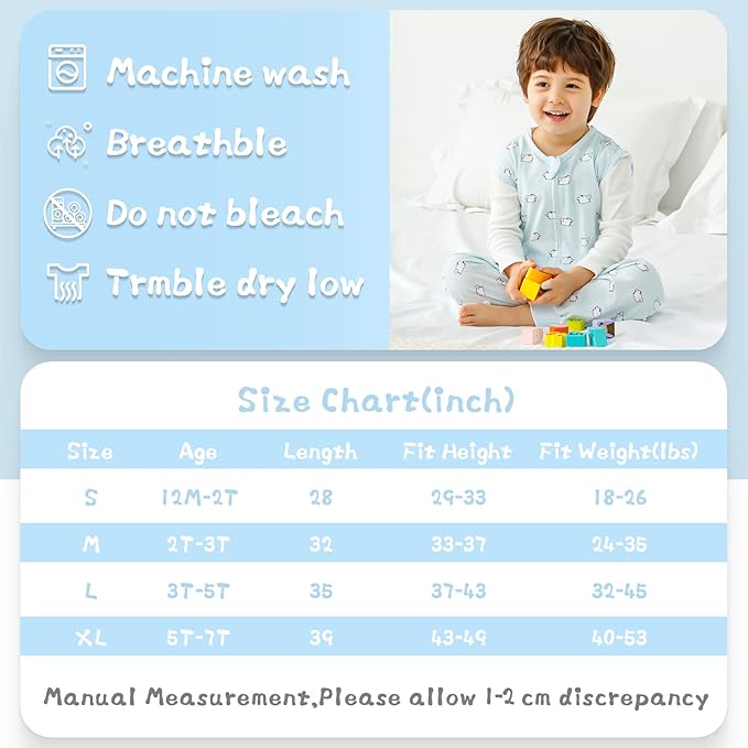 WONDAY Toddler Sleeping Sack, Sleep Sack 5t-7t, Sleep Sack Toddler Wearable Blanket, Toddler Baby Sleep Sacks with Feet, Sleeveless Soft Toddler Sleep Sack