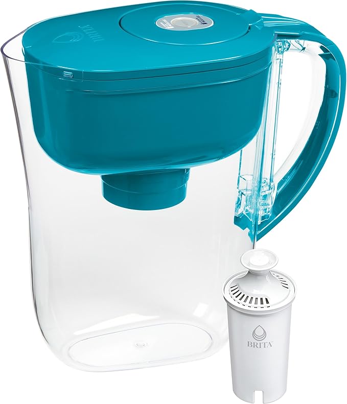 Brita Metro Water Filter Pitcher with SmartLight Filter Change Indicator, BPA-Free, Replaces 1,800 Plastic Water Bottles a Year, Lasts Two Months, Includes 1 Filter, Small - 6-Cup Capacity, Turquoise