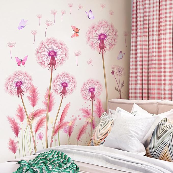 Elegant Flower & Butterfly Wall Stickers - Set of 6, 90cm x 35.43inch Decorative Vinyl Sheets