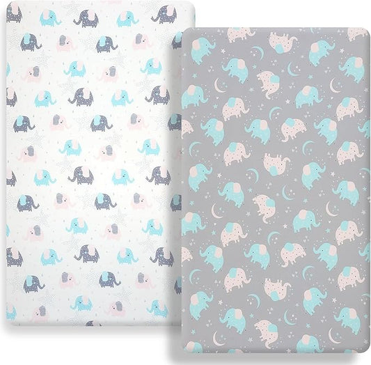 Pack n Play Fitted Sheet. 2 Piece Mini Crib Sheet. Elastic Playard Sheet. Portable Sheet Set. Elastic Convertible Playard Set. Compatible with Graco Pack n Play