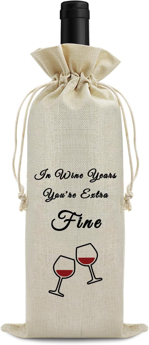 Funny Birthday Wine Bag Birthday Gift for Women Men Pairs Well with Celebrating Your Birthday Wine Bags Friendship Happy Birthday Gifts for Friends Coworker Husband Wife Reusable Wine Wrap Bag