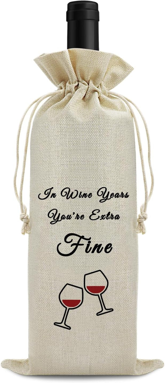 Funny Birthday Wine Bag Birthday Gift for Women Men Pairs Well with Celebrating Your Birthday Wine Bags Friendship Happy Birthday Gifts for Friends Coworker Husband Wife Reusable Wine Wrap Bag