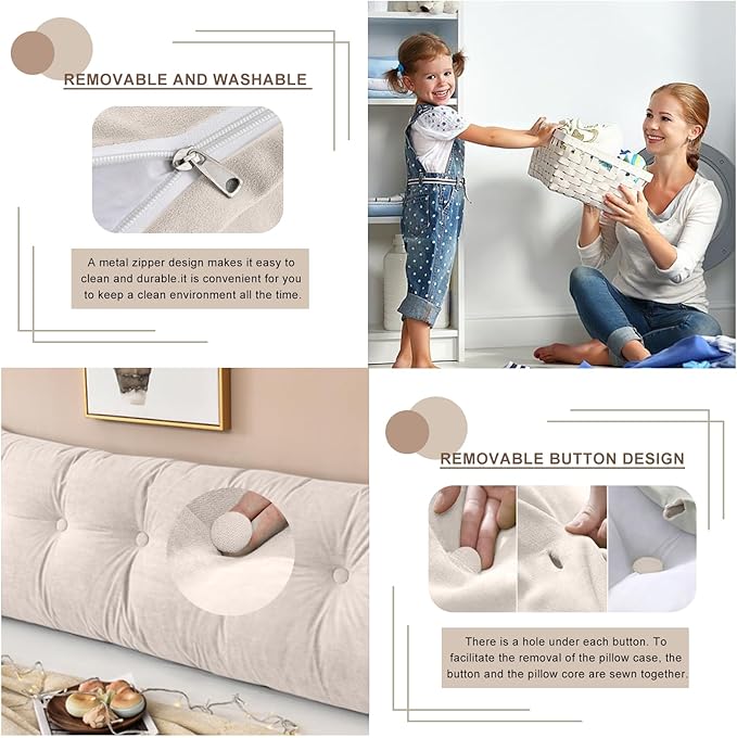 Large Triangular Headboard Pillows Long Backrest Positioning Support Bolster Cushion for Daybed Fluffy Quality Plush Body Wedge Pillow with Removable Cover(White-Cal King-71x8x20 in)