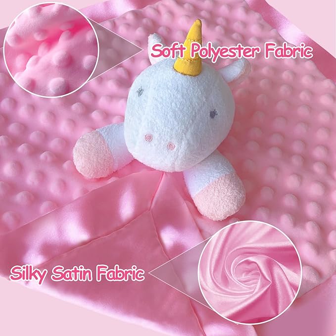 Pink Unicorn Baby Security Blanket Loveys for Babies Girls, 16" Soft Baby Lovey Blanket, Baby Snuggle Stuffed Animals Blankie, Baby Girls Gifts for Infant and Toddler