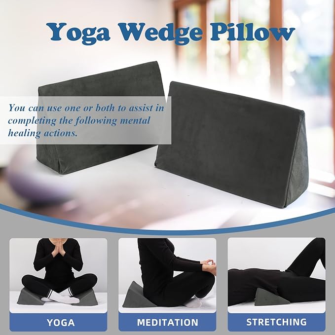 Small Wedge Pillow, Wedge Pillow for Bed Sores, Positioning Pillow, Positioning Wedge, Yoga Wedge Pillow, Mini Wedge Pillow for Laptop, Small Wedge Pillow for Chair (1 Unit, Dark Grey)